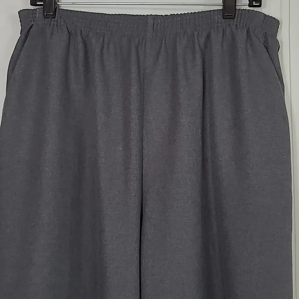Alfred Dunner SZ 18W Gray Pants Slacks Pull On High Rise Elastic Waist FLAWED